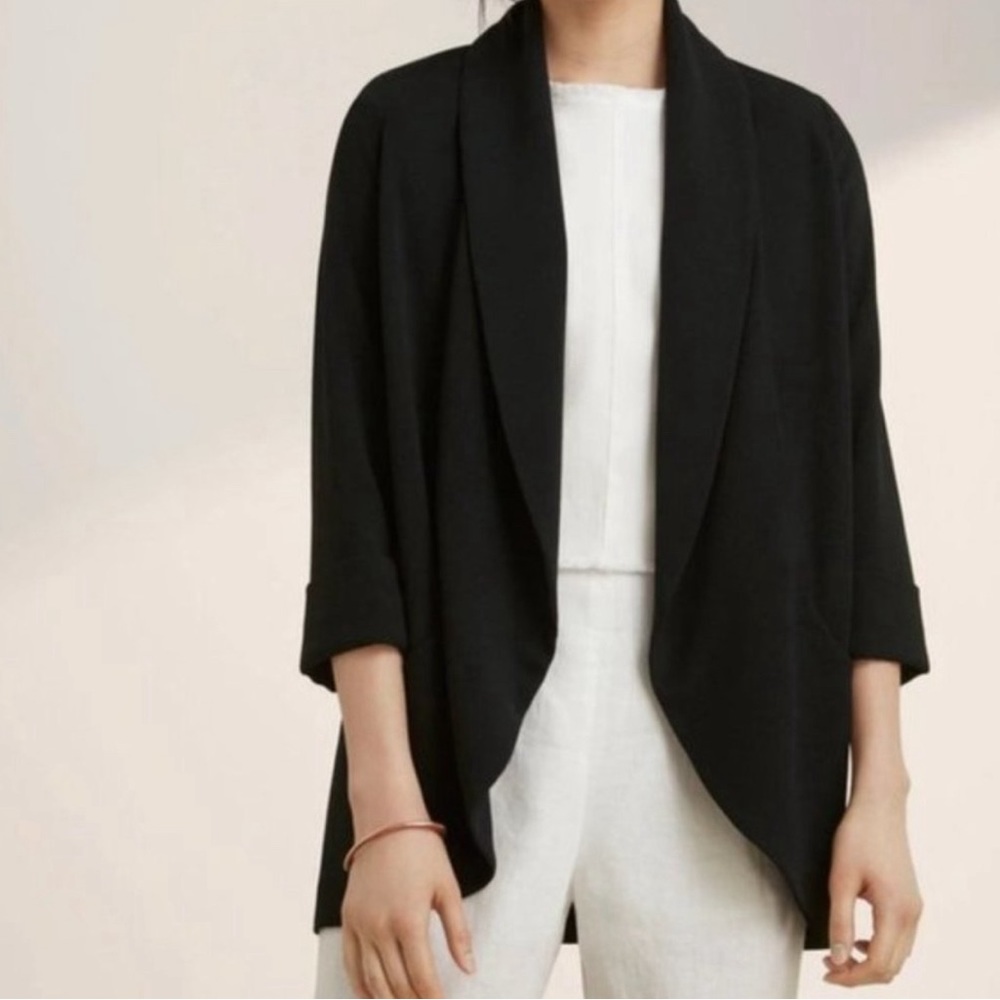 Aritzia Black Draped Open Blazer